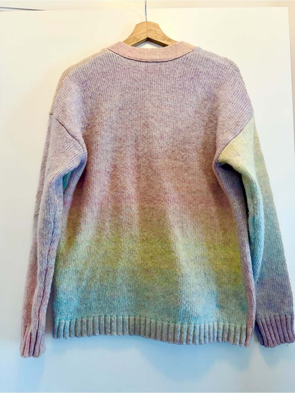 Recycled Polyester Pastel Gradient Button Up Cardigan Sweater -Size M - Picture 2 of 5